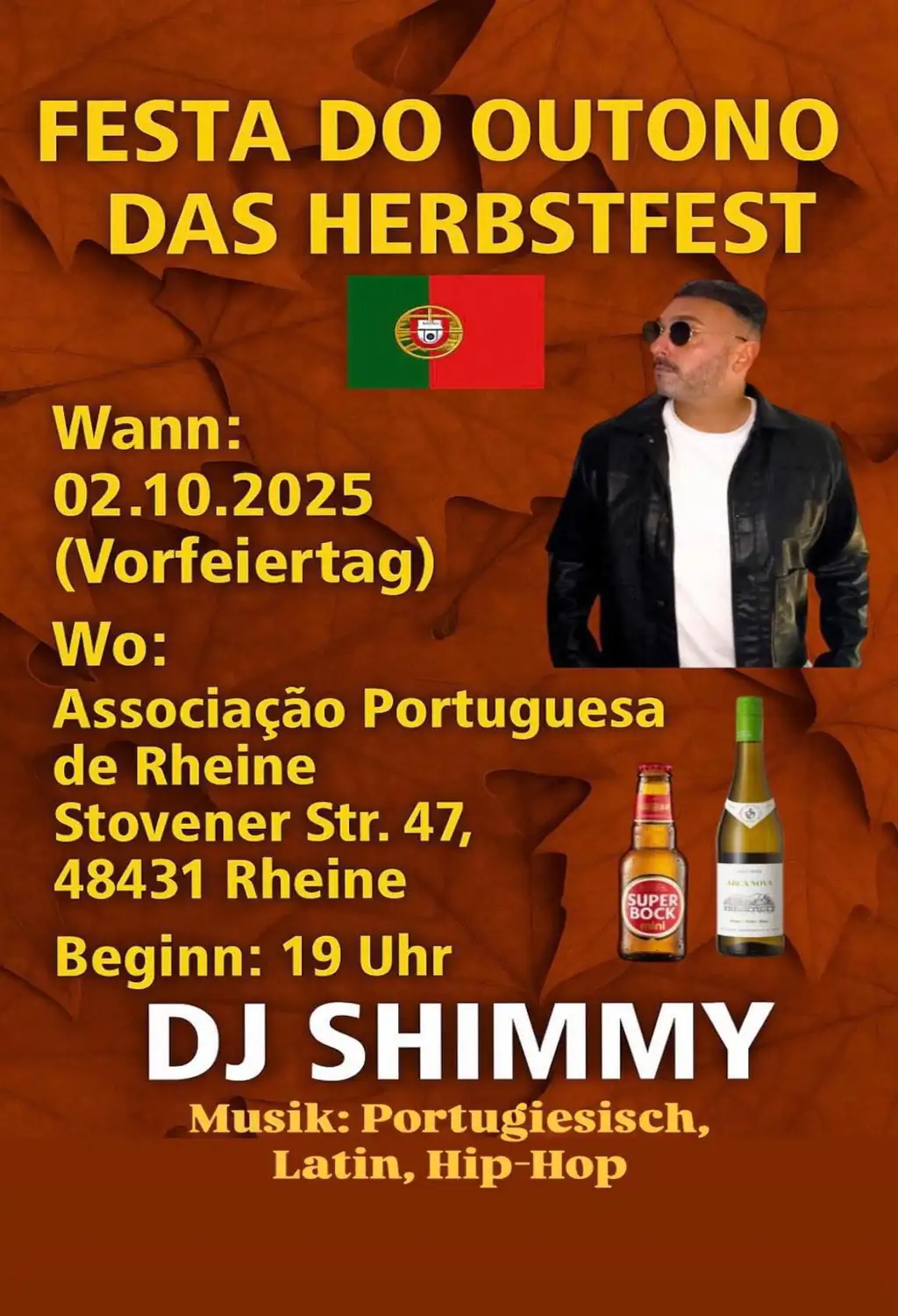 Cartaz da Festa do Outono 2025 na Associação Portuguesa de Rheine