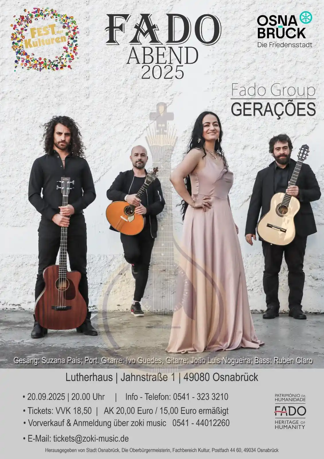 Fado Abend 2025 Osnabrück com Gerações e Suzana Pais