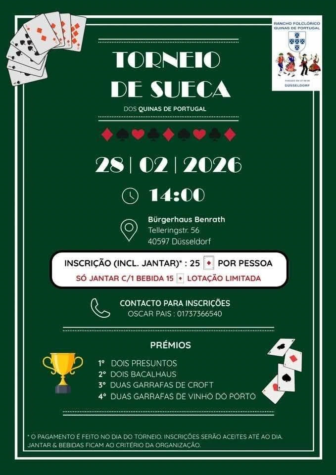 Torneio de sueca em Düsseldorf organizado por portugueses na Alemanha