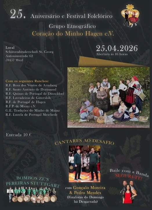 Festival Folclórico Coração do Minho Hagen 2026 cartaz oficial em Werl Alemanha