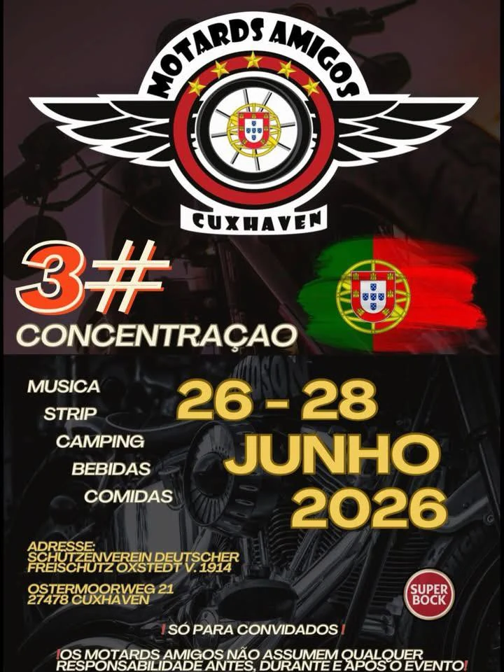 Cartaz da Concentração Motard em Cuxhaven 2026 organizada pelos Motards Amigos