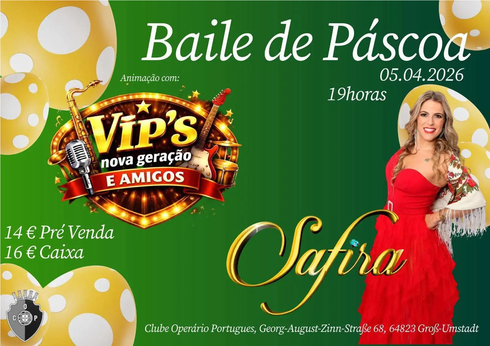 Baile de Páscoa Groß-Umstadt com Safira e VIPs Nova Geração 2026