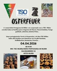 Osterfeuer Hilden 2026 – Fogueira de Páscoa com Comida Portuguesa e Alemã