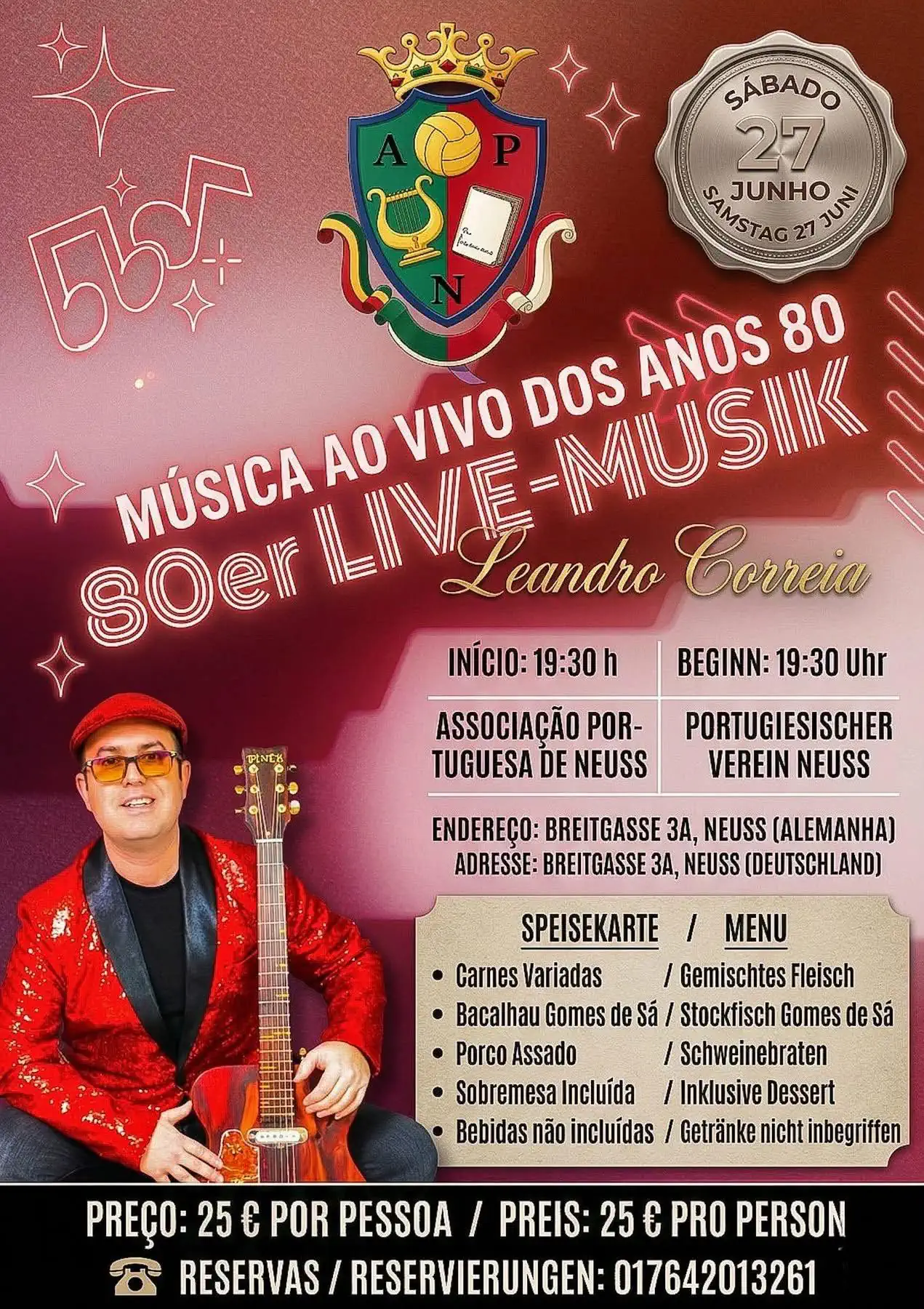 música ao vivo anos 80 Leandro Correia 80er Live-Musik Leandro Correia