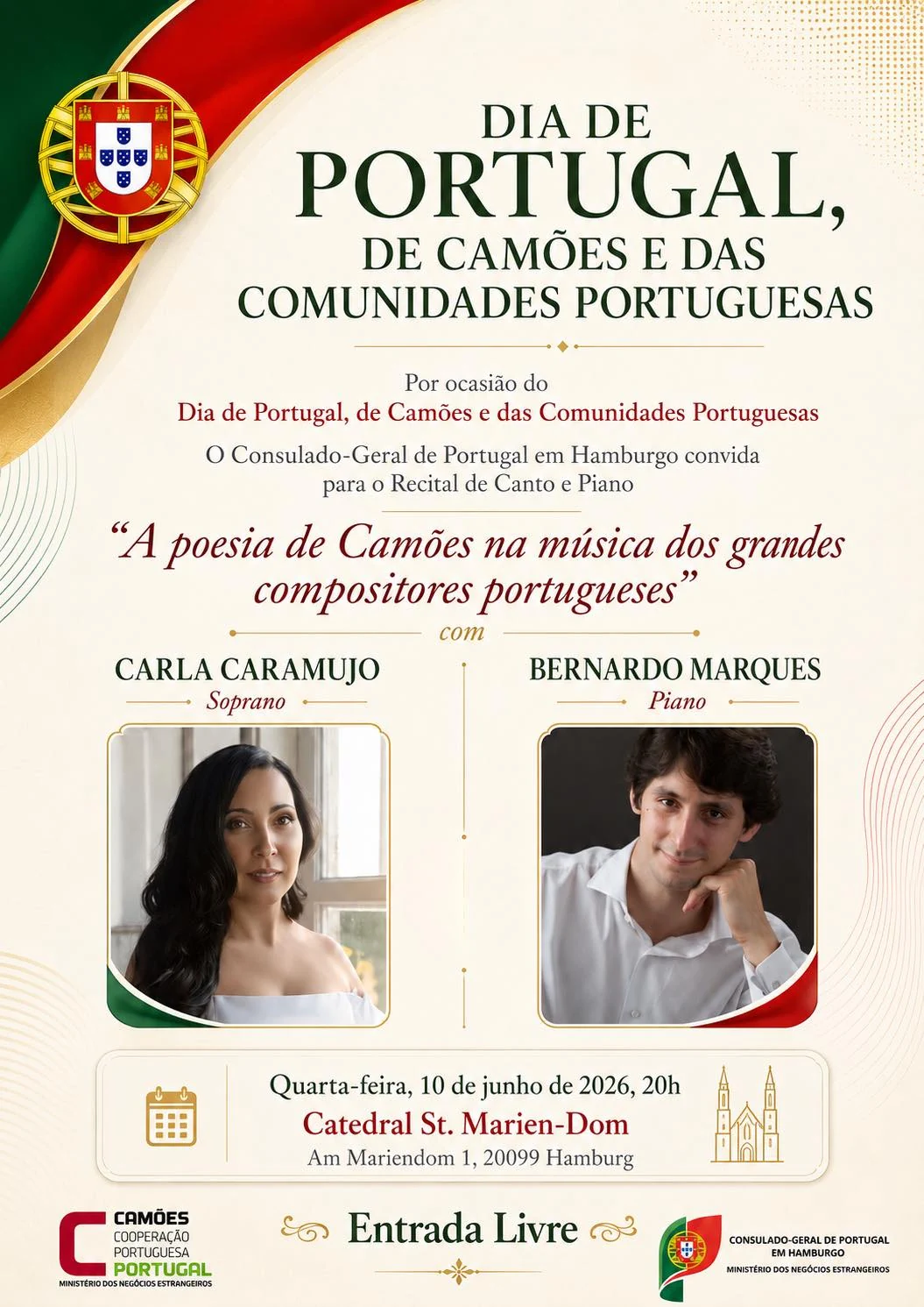 Dia de Portugal Hamburgo 2026 | Recital de Canto e Piano