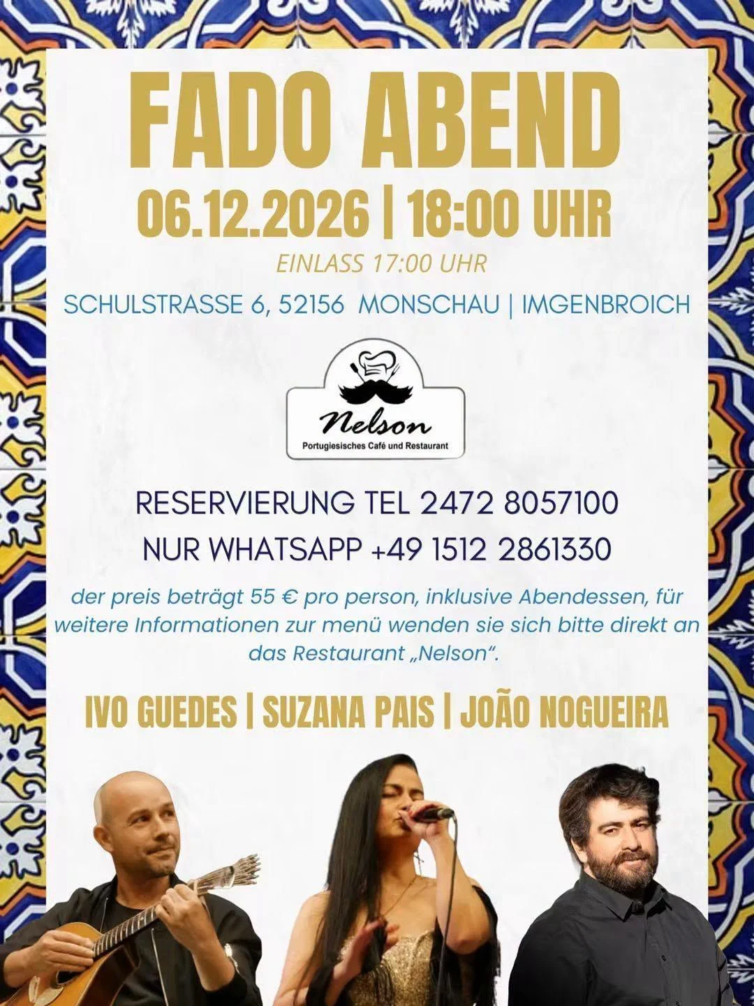 Fado Abend em Monschau – Noite de Fados com Jantar Incluído