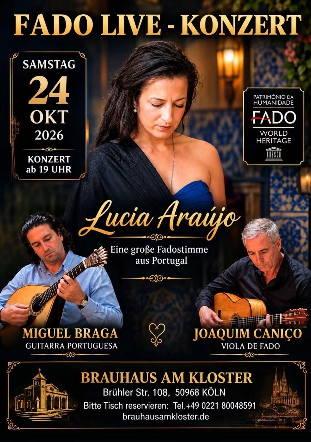 Concerto de Fado em Colónia – Lucia Araújo, Miguel Braga e Joaquim Caniço