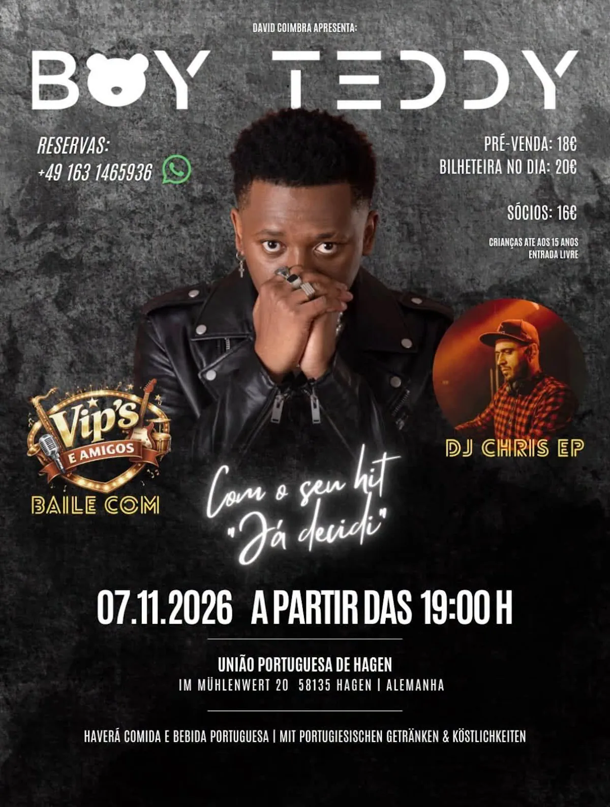 Boy Teddy ao Vivo em Hagen 2026 | União Portuguesa de Hagen